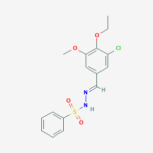 molecular formula C16H17ClN2O4S B423350 N'-(3-chloro-4-ethoxy-5-methoxybenzylidene)benzenesulfonohydrazide 