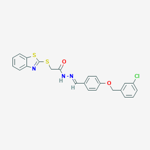 molecular formula C23H18ClN3O2S2 B423351 2-(1,3-benzothiazol-2-ylsulfanyl)-N'-{4-[(3-chlorobenzyl)oxy]benzylidene}acetohydrazide 