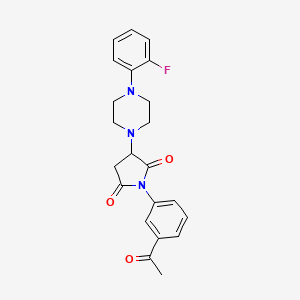 molecular formula C22H22FN3O3 B4233522 1-(3-acetylphenyl)-3-[4-(2-fluorophenyl)-1-piperazinyl]-2,5-pyrrolidinedione 