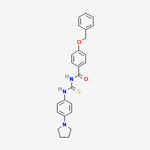 molecular formula C25H25N3O2S B4233524 4-(benzyloxy)-N-({[4-(1-pyrrolidinyl)phenyl]amino}carbonothioyl)benzamide 