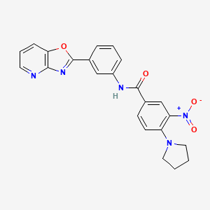 molecular formula C23H19N5O4 B4233547 3-nitro-N-(3-[1,3]oxazolo[4,5-b]pyridin-2-ylphenyl)-4-(1-pyrrolidinyl)benzamide 