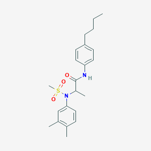 molecular formula C22H30N2O3S B4233552 N~1~-(4-butylphenyl)-N~2~-(3,4-dimethylphenyl)-N~2~-(methylsulfonyl)alaninamide 