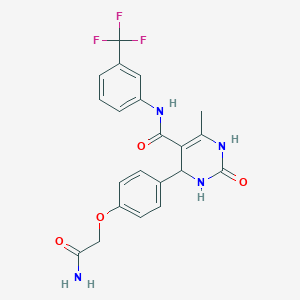 molecular formula C21H19F3N4O4 B4233559 4-[4-(2-amino-2-oxoethoxy)phenyl]-6-methyl-2-oxo-N-[3-(trifluoromethyl)phenyl]-1,2,3,4-tetrahydro-5-pyrimidinecarboxamide 