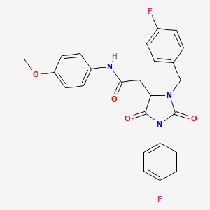 molecular formula C25H21F2N3O4 B4233564 2-[3-(4-fluorobenzyl)-1-(4-fluorophenyl)-2,5-dioxo-4-imidazolidinyl]-N-(4-methoxyphenyl)acetamide 