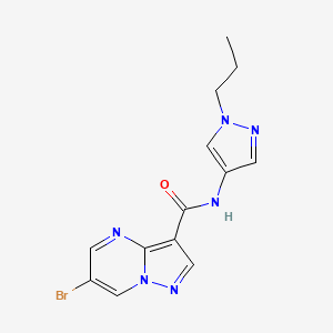 molecular formula C13H13BrN6O B4233580 6-bromo-N-(1-propyl-1H-pyrazol-4-yl)pyrazolo[1,5-a]pyrimidine-3-carboxamide 