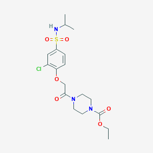 molecular formula C18H26ClN3O6S B4233599 ethyl 4-({2-chloro-4-[(isopropylamino)sulfonyl]phenoxy}acetyl)-1-piperazinecarboxylate 