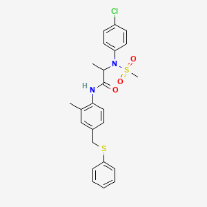 molecular formula C24H25ClN2O3S2 B4233620 N~2~-(4-chlorophenyl)-N~1~-{2-methyl-4-[(phenylthio)methyl]phenyl}-N~2~-(methylsulfonyl)alaninamide 