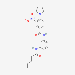 molecular formula C22H26N4O4 B4233634 3-nitro-N-[3-(pentanoylamino)phenyl]-4-(1-pyrrolidinyl)benzamide 