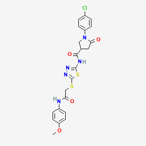 molecular formula C22H20ClN5O4S2 B4233649 1-(4-chlorophenyl)-N-[5-({2-[(4-methoxyphenyl)amino]-2-oxoethyl}thio)-1,3,4-thiadiazol-2-yl]-5-oxo-3-pyrrolidinecarboxamide 