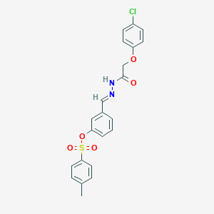 molecular formula C22H19ClN2O5S B423365 3-[(E)-{2-[(4-chlorophenoxy)acetyl]hydrazinylidene}methyl]phenyl 4-methylbenzenesulfonate 