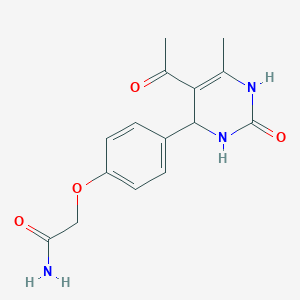 molecular formula C15H17N3O4 B4233658 2-[4-(5-acetyl-6-methyl-2-oxo-1,2,3,4-tetrahydro-4-pyrimidinyl)phenoxy]acetamide 