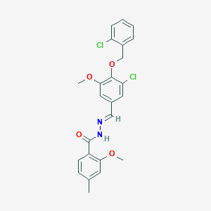 molecular formula C24H22Cl2N2O4 B423366 N'-{3-chloro-4-[(2-chlorobenzyl)oxy]-5-methoxybenzylidene}-2-methoxy-4-methylbenzohydrazide 