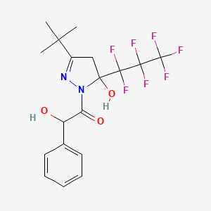 molecular formula C18H19F7N2O3 B4233676 3-tert-butyl-5-(heptafluoropropyl)-1-[hydroxy(phenyl)acetyl]-4,5-dihydro-1H-pyrazol-5-ol 