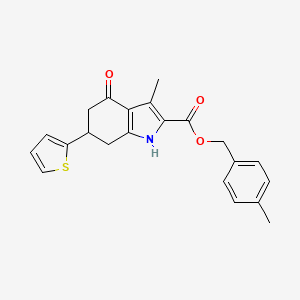 4-methylbenzyl 3-methyl-4-oxo-6-(2-thienyl)-4,5,6,7-tetrahydro-1H-indole-2-carboxylate