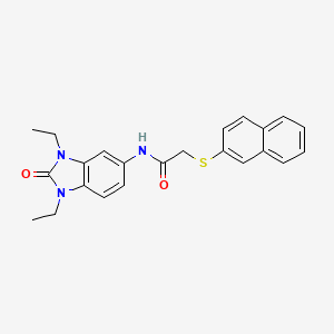 molecular formula C23H23N3O2S B4233689 N-(1,3-diethyl-2-oxo-2,3-dihydro-1H-benzimidazol-5-yl)-2-(2-naphthylthio)acetamide 
