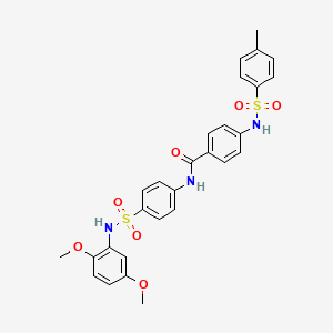 molecular formula C28H27N3O7S2 B4233697 N-(4-{[(2,5-dimethoxyphenyl)amino]sulfonyl}phenyl)-4-{[(4-methylphenyl)sulfonyl]amino}benzamide 