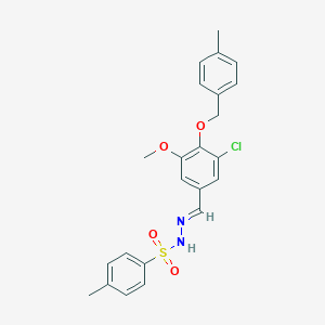 molecular formula C23H23ClN2O4S B423370 N'-{3-chloro-5-methoxy-4-[(4-methylbenzyl)oxy]benzylidene}-4-methylbenzenesulfonohydrazide 