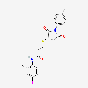 molecular formula C21H21IN2O3S B4233715 N-(4-iodo-2-methylphenyl)-3-{[1-(4-methylphenyl)-2,5-dioxo-3-pyrrolidinyl]thio}propanamide 