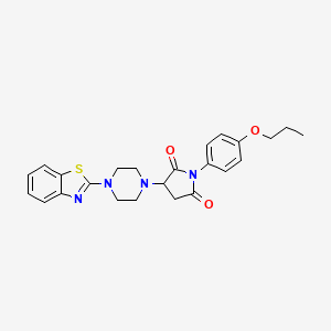 molecular formula C24H26N4O3S B4233718 3-[4-(1,3-benzothiazol-2-yl)-1-piperazinyl]-1-(4-propoxyphenyl)-2,5-pyrrolidinedione 