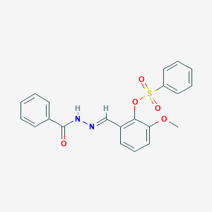 molecular formula C21H18N2O5S B423372 2-(2-Benzoylcarbohydrazonoyl)-6-methoxyphenyl benzenesulfonate 