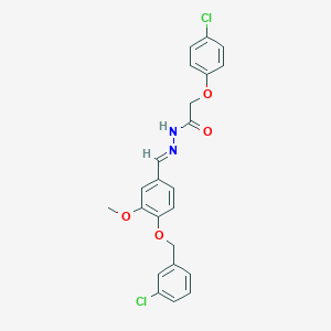 molecular formula C23H20Cl2N2O4 B423374 N'-{4-[(3-chlorobenzyl)oxy]-3-methoxybenzylidene}-2-(4-chlorophenoxy)acetohydrazide 