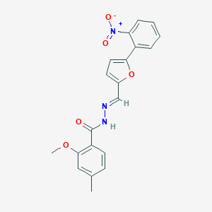 molecular formula C20H17N3O5 B423375 N'-[(5-{2-nitrophenyl}-2-furyl)methylene]-2-methoxy-4-methylbenzohydrazide 