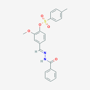molecular formula C22H20N2O5S B423377 2-methoxy-4-{(E)-[2-(phenylcarbonyl)hydrazinylidene]methyl}phenyl 4-methylbenzenesulfonate 