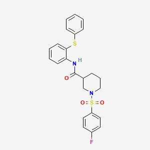 molecular formula C24H23FN2O3S2 B4233793 1-[(4-fluorophenyl)sulfonyl]-N-[2-(phenylthio)phenyl]-3-piperidinecarboxamide 