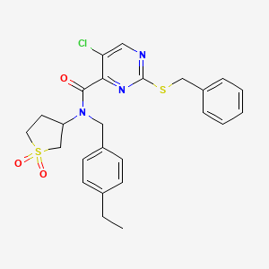 molecular formula C25H26ClN3O3S2 B4233798 2-(benzylthio)-5-chloro-N-(1,1-dioxidotetrahydro-3-thienyl)-N-(4-ethylbenzyl)-4-pyrimidinecarboxamide 