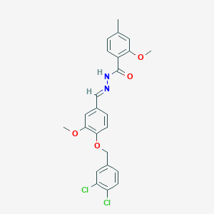 molecular formula C24H22Cl2N2O4 B423380 N'-{4-[(3,4-dichlorobenzyl)oxy]-3-methoxybenzylidene}-2-methoxy-4-methylbenzohydrazide 