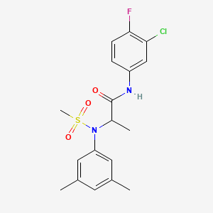 molecular formula C18H20ClFN2O3S B4233811 N~1~-(3-chloro-4-fluorophenyl)-N~2~-(3,5-dimethylphenyl)-N~2~-(methylsulfonyl)alaninamide 
