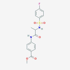 molecular formula C17H17FN2O5S B4233824 methyl 4-({N-[(4-fluorophenyl)sulfonyl]alanyl}amino)benzoate 