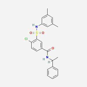 molecular formula C23H23ClN2O3S B4233825 4-chloro-3-{[(3,5-dimethylphenyl)amino]sulfonyl}-N-(1-phenylethyl)benzamide 