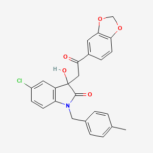 molecular formula C25H20ClNO5 B4233868 3-[2-(1,3-benzodioxol-5-yl)-2-oxoethyl]-5-chloro-3-hydroxy-1-(4-methylbenzyl)-1,3-dihydro-2H-indol-2-one 