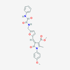molecular formula C28H25N3O7 B423387 methyl 4-{[5-({[anilino(oxo)acetyl]amino}methyl)-2-furyl]methylene}-1-(4-methoxyphenyl)-2-methyl-5-oxo-4,5-dihydro-1H-pyrrole-3-carboxylate 