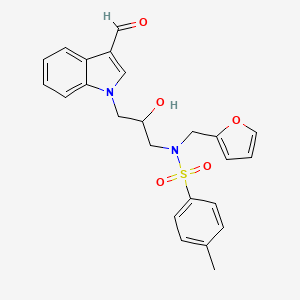 molecular formula C24H24N2O5S B4233874 N-[3-(3-formyl-1H-indol-1-yl)-2-hydroxypropyl]-N-(2-furylmethyl)-4-methylbenzenesulfonamide 
