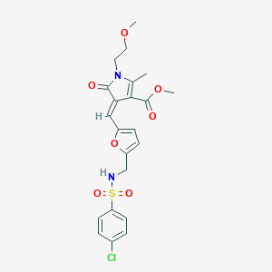 molecular formula C22H23ClN2O7S B423389 methyl 4-{[5-({[(4-chlorophenyl)sulfonyl]amino}methyl)-2-furyl]methylene}-1-(2-methoxyethyl)-2-methyl-5-oxo-4,5-dihydro-1H-pyrrole-3-carboxylate 