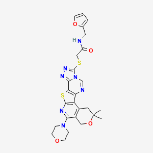 molecular formula C26H27N7O4S2 B4233893 2-{[8,8-dimethyl-11-(4-morpholinyl)-7,10-dihydro-8H-pyrano[4'',3'':4',5']pyrido[3',2':4,5]thieno[2,3-e][1,2,4]triazolo[4,3-c]pyrimidin-3-yl]thio}-N-(2-furylmethyl)acetamide 