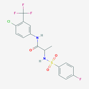 molecular formula C16H13ClF4N2O3S B4233905 N~1~-[4-chloro-3-(trifluoromethyl)phenyl]-N~2~-[(4-fluorophenyl)sulfonyl]alaninamide 