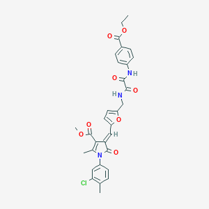 molecular formula C31H28ClN3O8 B423391 methyl 1-(3-chloro-4-methylphenyl)-4-{[5-({[[4-(ethoxycarbonyl)anilino](oxo)acetyl]amino}methyl)-2-furyl]methylene}-2-methyl-5-oxo-4,5-dihydro-1H-pyrrole-3-carboxylate 