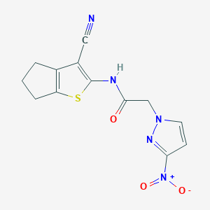 molecular formula C13H11N5O3S B4233914 N-(3-cyano-5,6-dihydro-4H-cyclopenta[b]thien-2-yl)-2-(3-nitro-1H-pyrazol-1-yl)acetamide 