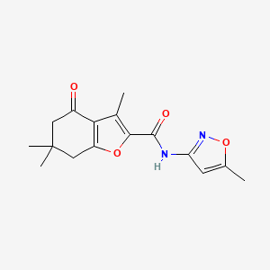 molecular formula C16H18N2O4 B4233921 3,6,6-trimethyl-N-(5-methyl-3-isoxazolyl)-4-oxo-4,5,6,7-tetrahydro-1-benzofuran-2-carboxamide 