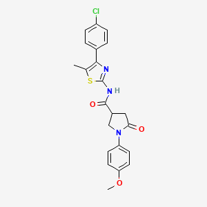 molecular formula C22H20ClN3O3S B4233923 N-[4-(4-chlorophenyl)-5-methyl-1,3-thiazol-2-yl]-1-(4-methoxyphenyl)-5-oxo-3-pyrrolidinecarboxamide 