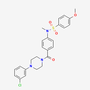 molecular formula C25H26ClN3O4S B4233929 N-(4-{[4-(3-chlorophenyl)-1-piperazinyl]carbonyl}phenyl)-4-methoxy-N-methylbenzenesulfonamide 