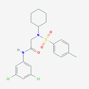 molecular formula C21H24Cl2N2O3S B423394 2-{cyclohexyl[(4-methylphenyl)sulfonyl]amino}-N-(3,5-dichlorophenyl)acetamide 