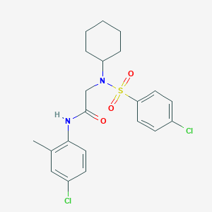 molecular formula C21H24Cl2N2O3S B423397 N-(4-chloro-2-methylphenyl)-2-[[(4-chlorophenyl)sulfonyl](cyclohexyl)amino]acetamide 
