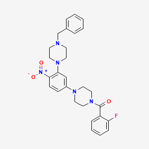 molecular formula C28H30FN5O3 B4233989 1-benzyl-4-{5-[4-(2-fluorobenzoyl)-1-piperazinyl]-2-nitrophenyl}piperazine 