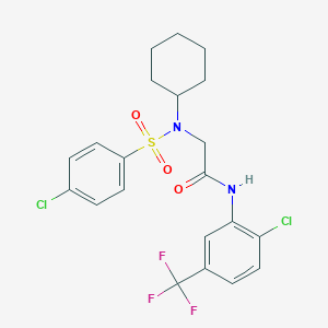 molecular formula C21H21Cl2F3N2O3S B423404 2-[[(4-chlorophenyl)sulfonyl](cyclohexyl)amino]-N-[2-chloro-5-(trifluoromethyl)phenyl]acetamide 