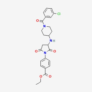 molecular formula C25H26ClN3O5 B4234045 ethyl 4-(3-{[1-(3-chlorobenzoyl)-4-piperidinyl]amino}-2,5-dioxo-1-pyrrolidinyl)benzoate 