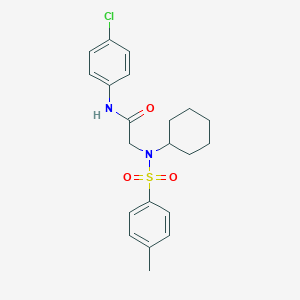 molecular formula C21H25ClN2O3S B423407 N-(4-chlorophenyl)-2-{cyclohexyl[(4-methylphenyl)sulfonyl]amino}acetamide 